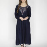 SHASHVI Women Embroidered Flared Kurta(Blue)
