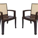 Nilkamal Plastic Chair for Living room with Arm |Set of 2 | 3 Year Warranty | For Home, Living Room, Outdoor | Season Rust Brown Colour | CHR2226