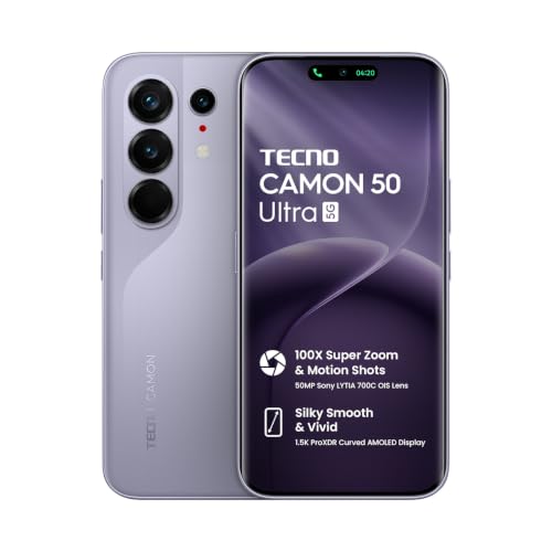 Tecno CAMON 50 Ultra 5G (Misty Purple, 8GB+256GB | 100X Super Zoom & Motion Shots 50MP Sony LYTIA 700C OIS Lens | Silky Smooth & Vivid 1.5K ProXDR Curved AMOLED | Slim & Powerful 7.75mm Slim)