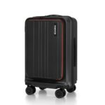 HRX Charcoal Grey Cabin Size Urban Laptop 2.0 Polycarbonate Hard Shell Suitcase with Front Laptop Compartment – Premium Travel Trolley Bag with 8 Spinner Wheels, Number Lock & Water Resistant Body