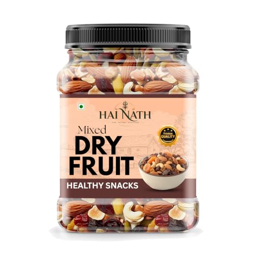 HAI NATH Mixed Dry Fruits 1kg, Nutmix|Mix Dry Fruit | Blend of Dried Almonds, Cashews, Black & Green Raisins, Cranberries & More | Panchmeva