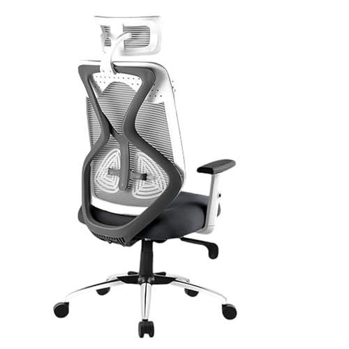 FABASIAN Ergonomic Mesh Office Chair with Adjustable Headrest, Breathable Back, Height Adjustable Seat, Armrests & 360° Swivel for Home & Office(Grey & White)