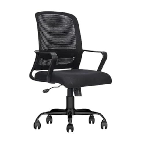 FABASIAN Ergonomic Office Chair with Breathable Mesh Back | Adjustable Height, Padded Seat, Lumbar Support, 360° Swivel, Smooth Rolling Casters, Modern Computer Desk Chair for Home & Office (Black)
