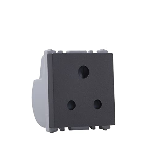 Wipro Northwest Nowa 6A 3 – Pin Socket With Euro Pin, Silver Grey (pack of 5)
