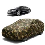 Sulfar 100% Waterproof Car Body Cover Compatible with Mirror for Mercedes Benz S 300 with Long Lasting Durable Material (Triple Stitched, Full Bottom Elastic, Camouflage Army)