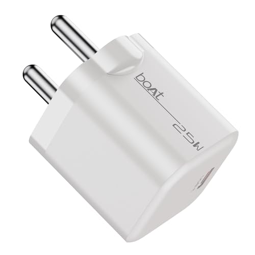 boAt 25W GaN Fast Charger for Samsung, Xiaomi & Android Users with Overheat/Overcharge Protection & Auto Detection with Type C to Type C Support (White)