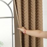 MollisHomes 100% Room Darkening Window Curtains 5 Feet 2 Piece, Beige