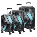 Kamiliant by American Tourister ATHER | Printed Trolley Bag Set of 3 (55+68+79 cms) for Travel|Hard Case Polypropylene (PP) Suitcase|360° 8-Wheel Spinner Luggage Trolley|Combination Lock | Black