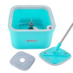 Spotzero By Milton Fresh Flow Square Mop with Bucket 3 L, Flexible Kitchen tap Flat Squeeze Mop Bucket System Cleaning Supplies, Mop Head,Pocha for Floor Cleaning with 2 Reusable Pads Clean