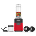 Crompton Ameo Fresh Premium Nutri blender|Smoothie Maker|400 watts powerful motor|2 Food grade jars|Sipper Cap|Storage lid|Black & Red Color|2 Food grade jars|SS 304 blades|2 years warranty