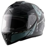 Vega VF 10 Turbo Squad Full Face Riding Helmet with Dual-Tone Design, Shock Absorbing Liner, Lightweight Build, Ventilated Fit, Aerodynamic Design, and Modern Black Grey Styling Black Grey -M