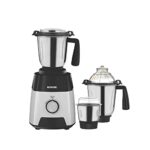 Borosil Silverline Mixer Grinder, for Wet/Dry Mixing & Grinding, 750 Watts, 3 Stainless Steel Jars (400 ml Chutney Jar, 1.5 L Blending Jar, 1.2 L Dry/Wet Grinding Jar), Mixie for Kitchen
