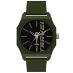 Helix by Timex Analog Watch for Man with Black Octagonal Dial & Green Silicone Strap Band Water Resistant Men’s Wrist Watches – TW041HG15