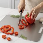 Food Grade Premium 304 Stainless Steel Chopping Board – Large Heavy-Duty Steel Chopping Board for Kitchen Use, Safe & Durable for Vegetables, Fruits & Meat (36 × 25 cm)