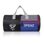 SPENZ Bags Polyester 28L Water Resistant Sports Duffel Gym Bag for Men & Women with Shoe Compartment (Black & Grey)