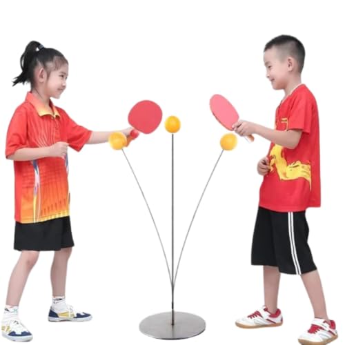 Table Tennis Trainer Set for Kids, Portable Ping Pong Training Toy with Elastic Rebound Shaft & Stable Base, Indoor Outdoor Sports Game, Easy Assembly, Birthday Gift for Boys & Girls Age 4-10 Years