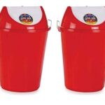 ARISTO Swing Lid Dustbin with Metal Side Handle 60 ltr RED/RED PACK OF 2