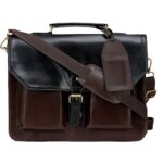 TRUFLO Leather Messenger Laptop Bag for Men & Women for Office Use | Leisure, Work & Travel | Shoulder Bag | Fits up to 15.6 Inch Laptops | Blue & Black