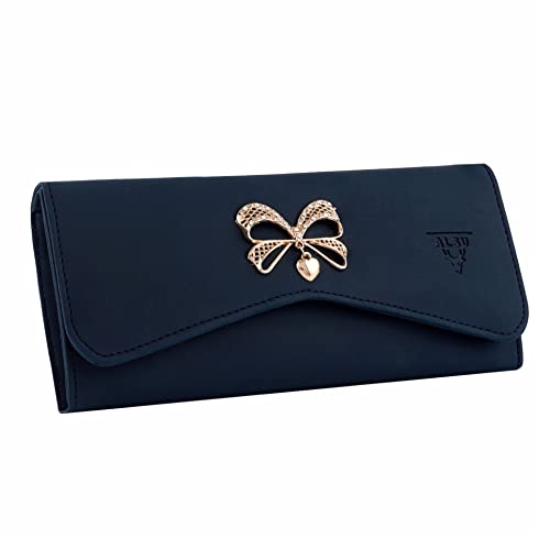 ALSU Women’s Peacock Blue Vegan Leather Hand Clutch Wallet Purse | 4 Card Pocket (gdu-015peablu)