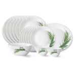 Larah by Borosil Crescent Fluted Series Opalware Dinner Set | 21 Pieces for Family of 6 | Microwave & Dishwasher Safe | Bone-Ash Free | Crockery Set for Dining & Gifting | Plates & Bowls | White