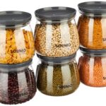 Amazon Brand – Solimo Plastic Storage Jar and Container Set I Air Tight & BPA Free Containers for Kitchen Storage Set I Grocery Kitchen Container Set I Multipurpose Jar, 800 Ml Each, Set 6, Grey