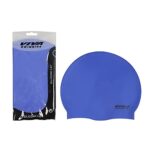 Viva Unisex Silicone Swimming Cap with Zip Pouch (Blue)