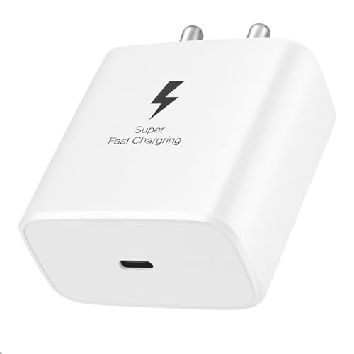 Samsung 45W USB-C Super Fast Charging Adapter for Galaxy S25 Ultra/Edge/FE, S24 Ultra/Edge/FE, S23, Z Fold 7/6/5/4, Z Flip 7/6/5/4, Galaxy A56/A36, M55/M17/M07 & More | Only Adapter (White)