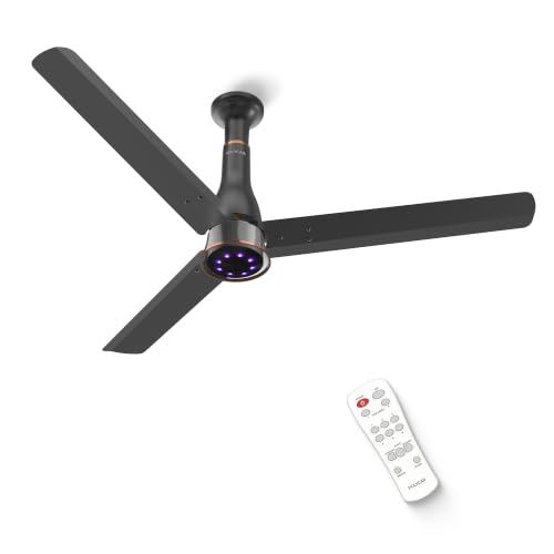 Polycab Wizzy Prime 1200mm BLDC Ceiling Fan with remote |BEE 5 Star Rated, Higher Air Delivery|LED Indicator,Reverse,Boost,Sleep and Breeze Mode |3 Years Warranty【Matt Black】