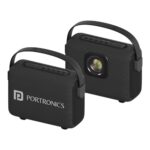 Portronics Resonate 14W Portable Bluetooth Speaker With LED Sunset Projection Lights, Upto 5 Hours Playtime, Bluetooth 5.3V, TWS Function, Handsfree Calling, Leather Handle, Type C Fast Charging-Black