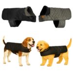 Sage Square Reversible Quilted Dog Winter Coat Jacket – Windproof, Waterproof, Pet Apparel, Insulated, Soft & Snug, Adjustable, Warm & Cozy for Indoor/Outdoor (Quilt Black, XL – 20 Inch)