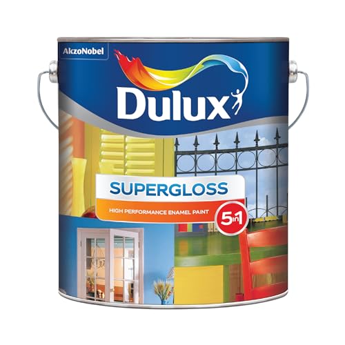 Dulux Supergloss 5 in 1 | Super-Premium Enamel Paint for Wood and Metal surfaces | Rich, Deep, and long lasting shine, Mirror like finish | Crack Resistant paint film, 4 Litres, Yellow