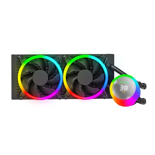 Ant Esports ICE Chroma 240 ARGB 240mm ARGB Liquid Cooler/AIO with CPU Temperature Display – Black | Support Intel & AMD CPU Socket AM5, AM4, AM3, LGA1700, 1200, 2066, 1151 | Evaporation-Proof Tubing