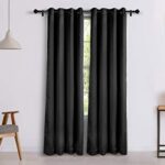 Amazon Brand – Solimo Room Darkening Blackout Door Curtain, 7 Feet, Set of 2 (Black), Eyelet, Solid