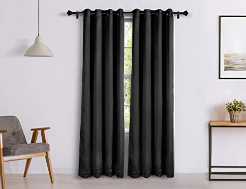 Amazon Brand – Solimo Room Darkening Blackout Door Curtain, 7 Feet, Set of 2 (Black), Eyelet, Solid