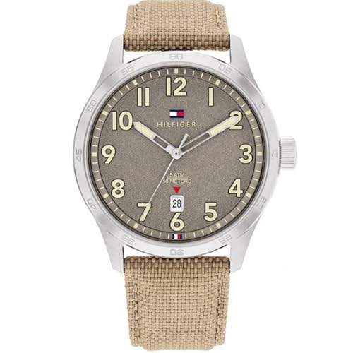 Tommy Hilfiger Brown Dial Beige Leather Strap Analog Watch for Men- TH1710561