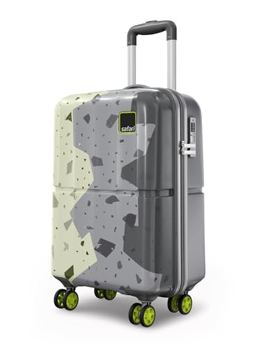Safari Tazzo 8 Wheels 55cm Cabin Size Trolley Bag, Hard Case Polycarbonate, 360º Wheeling Small Carry-on Luggage, Suitcase for Travel, Trolley Bags for Travel, Printed