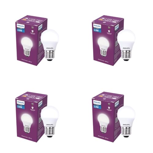 PHILIPS 2.8W LED Frosted Candle Bulb | Cool White 6500K | E27 Base | Energy Efficient Decorative LED Light | Long Life & Instant Brightness | Pack of 4