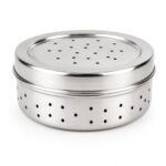 DEVENDRA ONLINE Stainless Steel Green Coriander & Curry Leaves Storage Box | Air Ventilated Steel Food Container | Fresh Dhaniya/Kothmir Dabba | Sprouts & Herbs Fridge Storage (600)