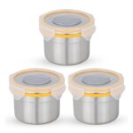 STEELLOCK Stainless Steel Airtight Container with Lid | Leakproof, BPA-Free | Multipurpose Food Storage Containers/Tiffin/Dabba for Office, School & Kitchen | SL-1202-set of 3, 350ml each, Yellow