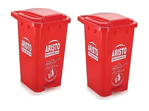Aristo Plastic Pedal Garbage Waste Dustbin 70 LTR RED & RED