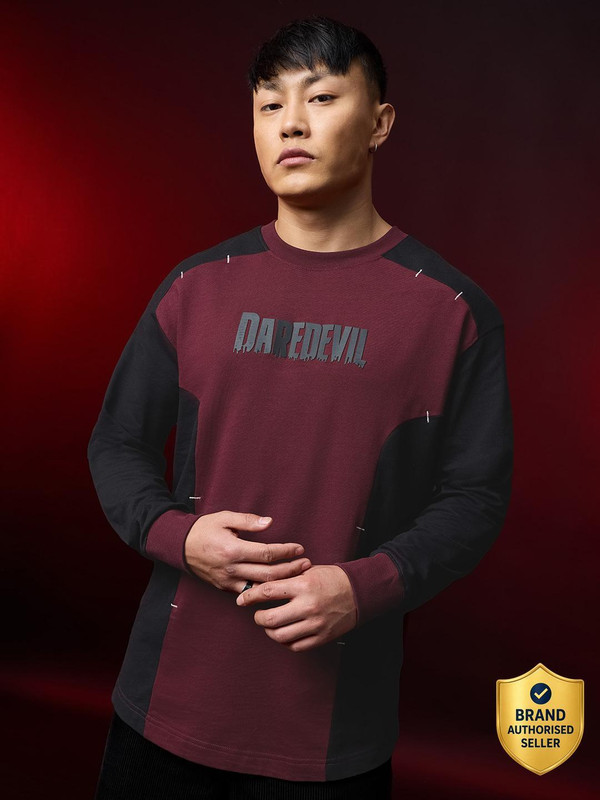 The Souled Store Printed Men Crew Neck Maroon T-Shirt