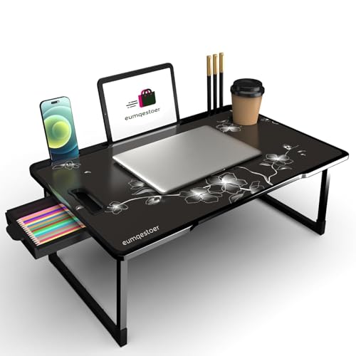 RIVATR Study Table Bed Table Premium Laptop Table/Foldable and Portable Wooden/Writing Desk for Office/Home/School (FLOWER COTED)
