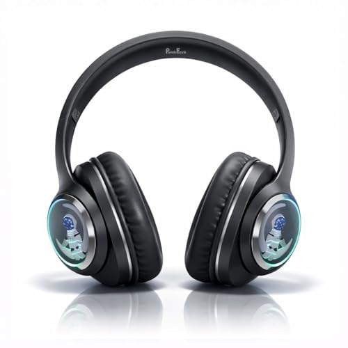 PunnkFunnk Astro Junior Wireless Bluetooth Headphones with BT 5.3, Noise Cancelling, Hi-Res Audio, 40mm Drivers, Deep Bass, Memory Foam Ear Cushions, Over-Ear Headset for Kids, Teens & Adults (Black)