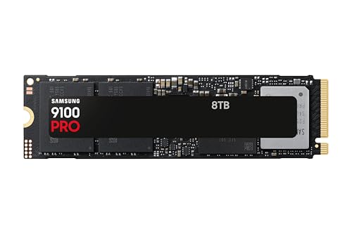 Samsung SSD 9100 PRO 8TB, PCIe 5.0×4 M.2 2280, Seq. Read Speeds Up to 14,800MB/s, PCIe® 5.0 x4, NVMe™ 2.0, Best for AI Computing, Gaming, and Heavy Duty Workstations (MZ VAP8T0B)
