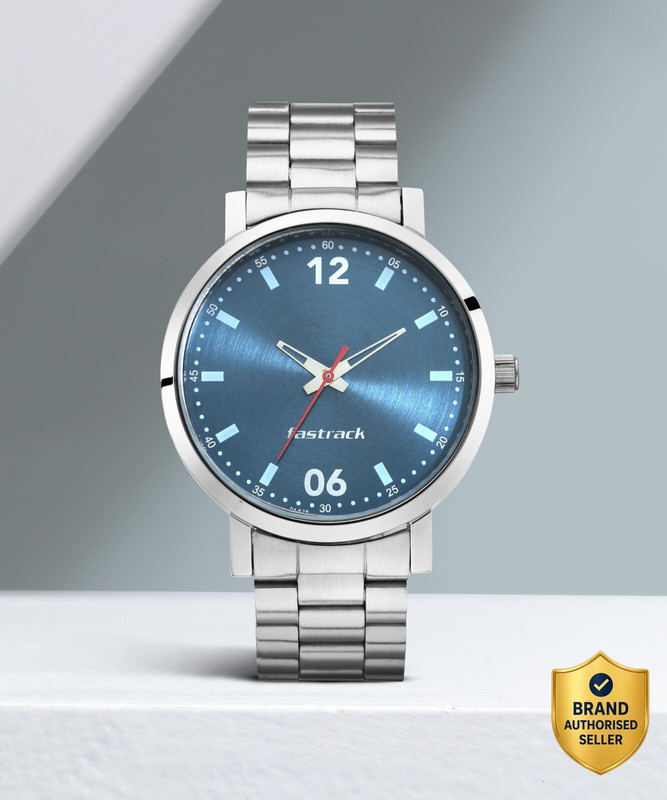 Fastrack Fastrack Blue Dial Silver Stainless Steel Strap Analog Watch – For Men