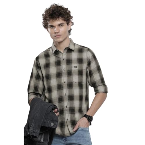The Indian Garage Co Cotton Adult Men’s Regular Fit Shirt (1021-SH120-05_Black XL)