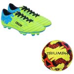 Triumph Football Pvc Boss Yellow With Gowin Football Shoe Crush Green Cyan Size-10
