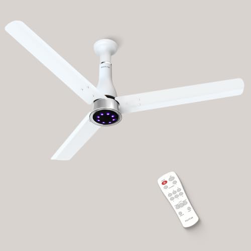 Polycab Wizzy Prime 1200mm BLDC Ceiling Fan with remote|BEE 5 Star Rated, Higher Air Delivery|LED Indicator,Reverse,Boost,Sleep and Breeze Mode |3 Years Warranty (Matt White)