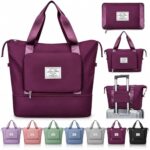 Women’s 41 L Expandable Travel Duffle Bag, Nylon Foldable Luggage Hand Bag with Carry Handles, Shoulder Strap and Front Pocket for Trips, Weekend Travel, Airport and Overnight Use (Multicolor)
