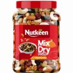Nutkeen Healthy Nutmix, Dried Almonds, Black Raisins, Cashewnuts, Cranberries, Black Dates, Cherries & Dried Amla| & Many More. (Pack of Jar) (500GM (pack of 1))